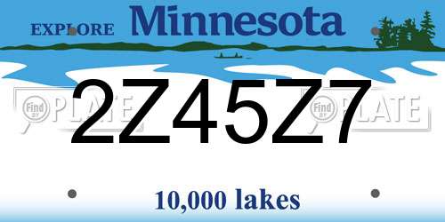 2Z45Z7 Minnesota License Plate