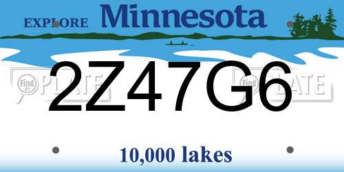 2Z47G6 Minnesota License Plate