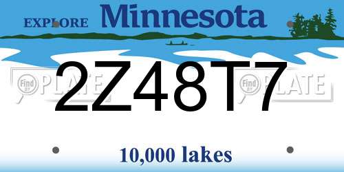 2Z48T7 Minnesota License Plate