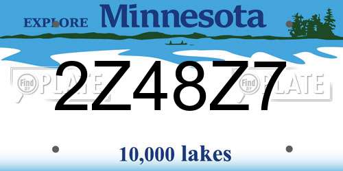 2Z48Z7 Minnesota License Plate