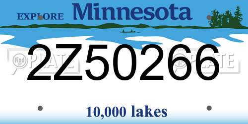 2Z50266 Minnesota License Plate
