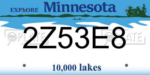 2Z53E8 Minnesota License Plate