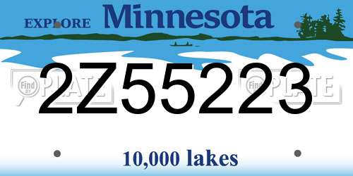 2Z55223 Minnesota License Plate
