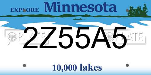 2Z55A5 Minnesota License Plate