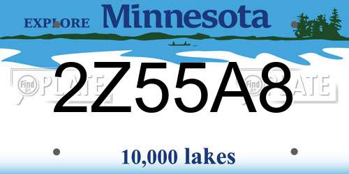 2Z55A8 Minnesota License Plate