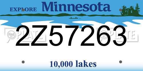 2Z57263 Minnesota License Plate