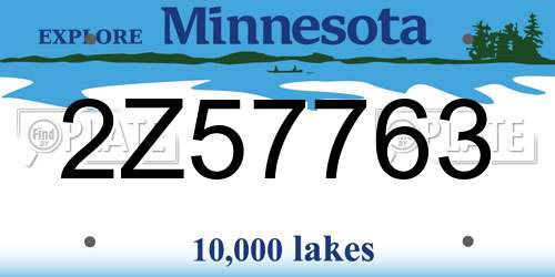 2Z57763 Minnesota License Plate
