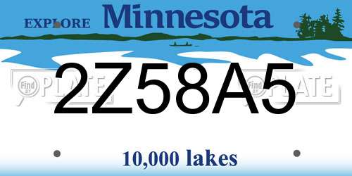 2Z58A5 Minnesota License Plate