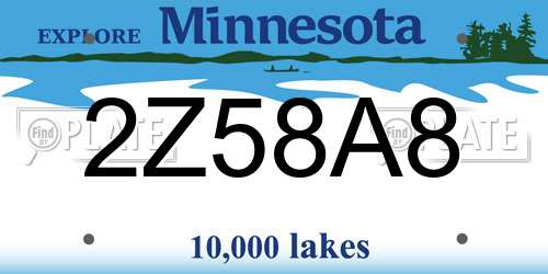 2Z58A8 Minnesota License Plate