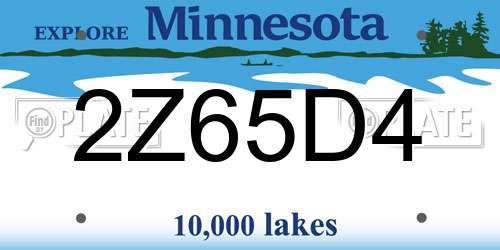 2Z65D4 Minnesota License Plate