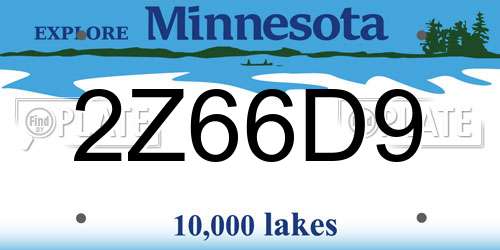 2Z66D9 Minnesota License Plate