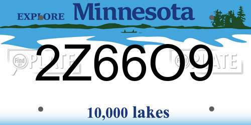 2Z66O9 Minnesota License Plate