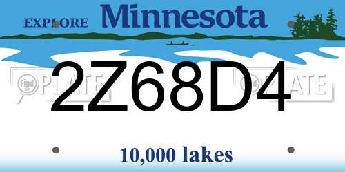 2Z68D4 Minnesota License Plate