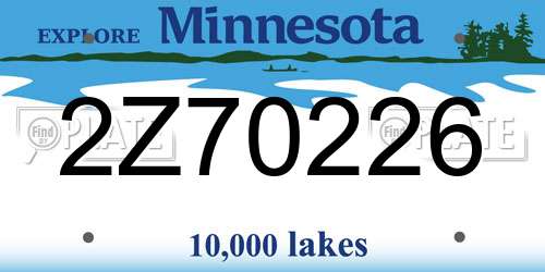2Z70226 Minnesota License Plate