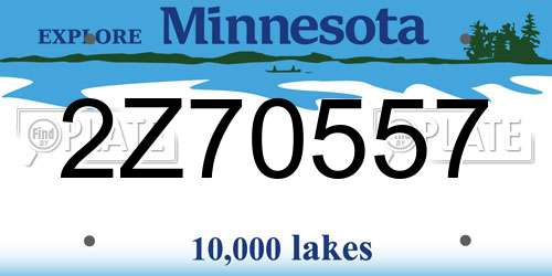 2Z70557 Minnesota License Plate