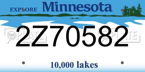 2Z70582 Minnesota License Plate