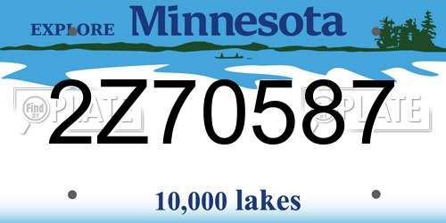 2Z70587 Minnesota License Plate