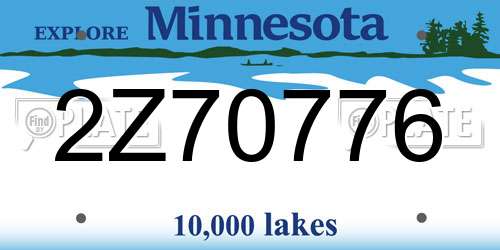 2Z70776 Minnesota License Plate