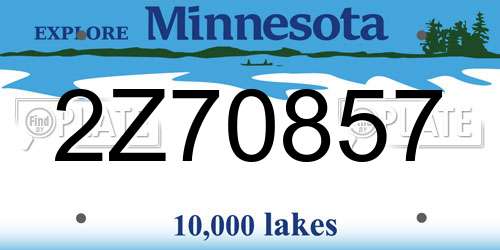 2Z70857 Minnesota License Plate
