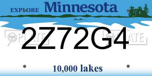 2Z72G4 Minnesota License Plate