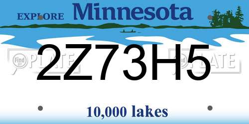 2Z73H5 Minnesota License Plate