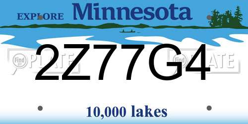 2Z77G4 Minnesota License Plate