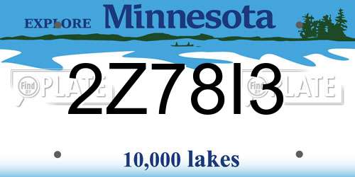 2Z78I3 Minnesota License Plate
