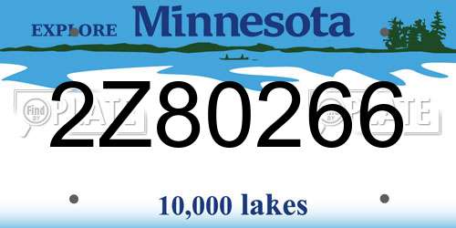 2Z80266 Minnesota License Plate