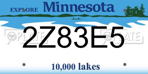 2Z83E5 Minnesota License Plate
