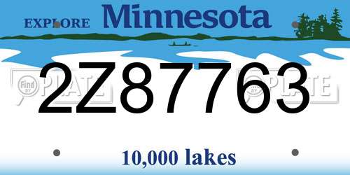 2Z87763 Minnesota License Plate