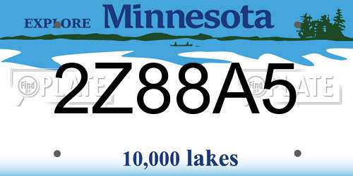 2Z88A5 Minnesota License Plate