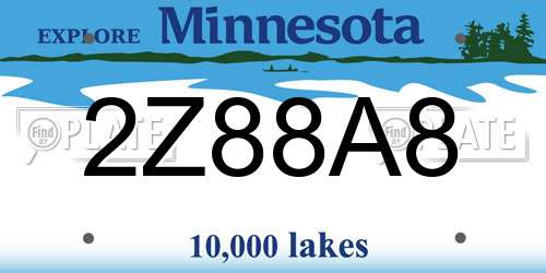 2Z88A8 Minnesota License Plate