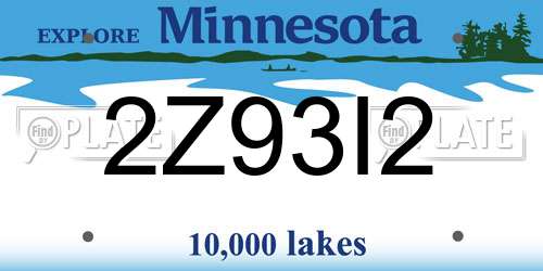 2Z93I2 Minnesota License Plate