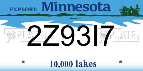 2Z93I7 Minnesota License Plate