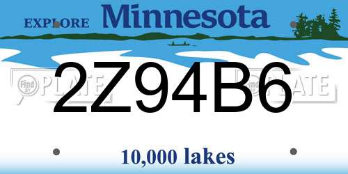 2Z94B6 Minnesota License Plate