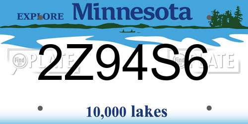 2Z94S6 Minnesota License Plate