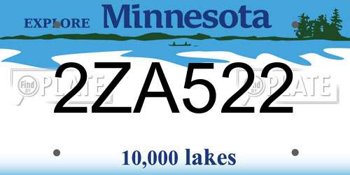 2ZA522 Minnesota License Plate