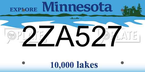 2ZA527 Minnesota License Plate