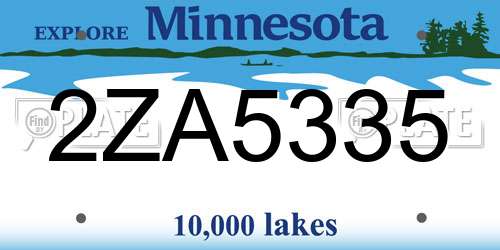 2ZA5335 Minnesota License Plate