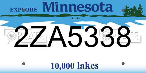 2ZA5338 Minnesota License Plate