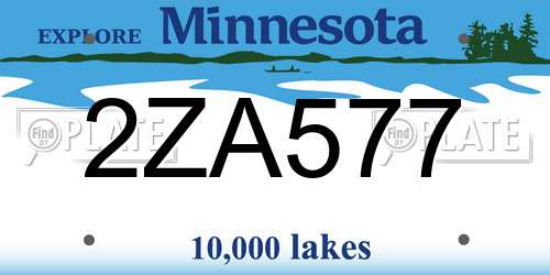 2ZA577 Minnesota License Plate
