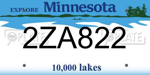 2ZA822 Minnesota License Plate