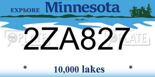 2ZA827 Minnesota License Plate
