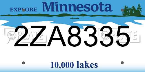 2ZA8335 Minnesota License Plate