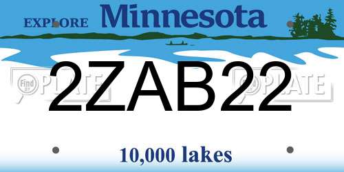 2ZAB22 Minnesota License Plate