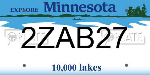 2ZAB27 Minnesota License Plate