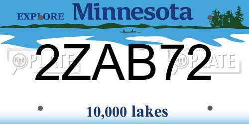 2ZAB72 Minnesota License Plate