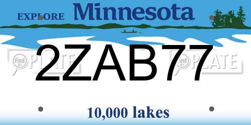 2ZAB77 Minnesota License Plate