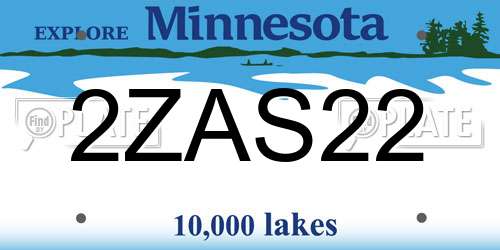 2ZAS22 Minnesota License Plate