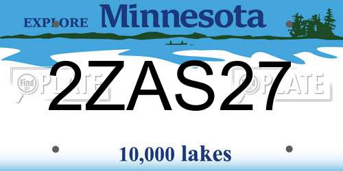 2ZAS27 Minnesota License Plate